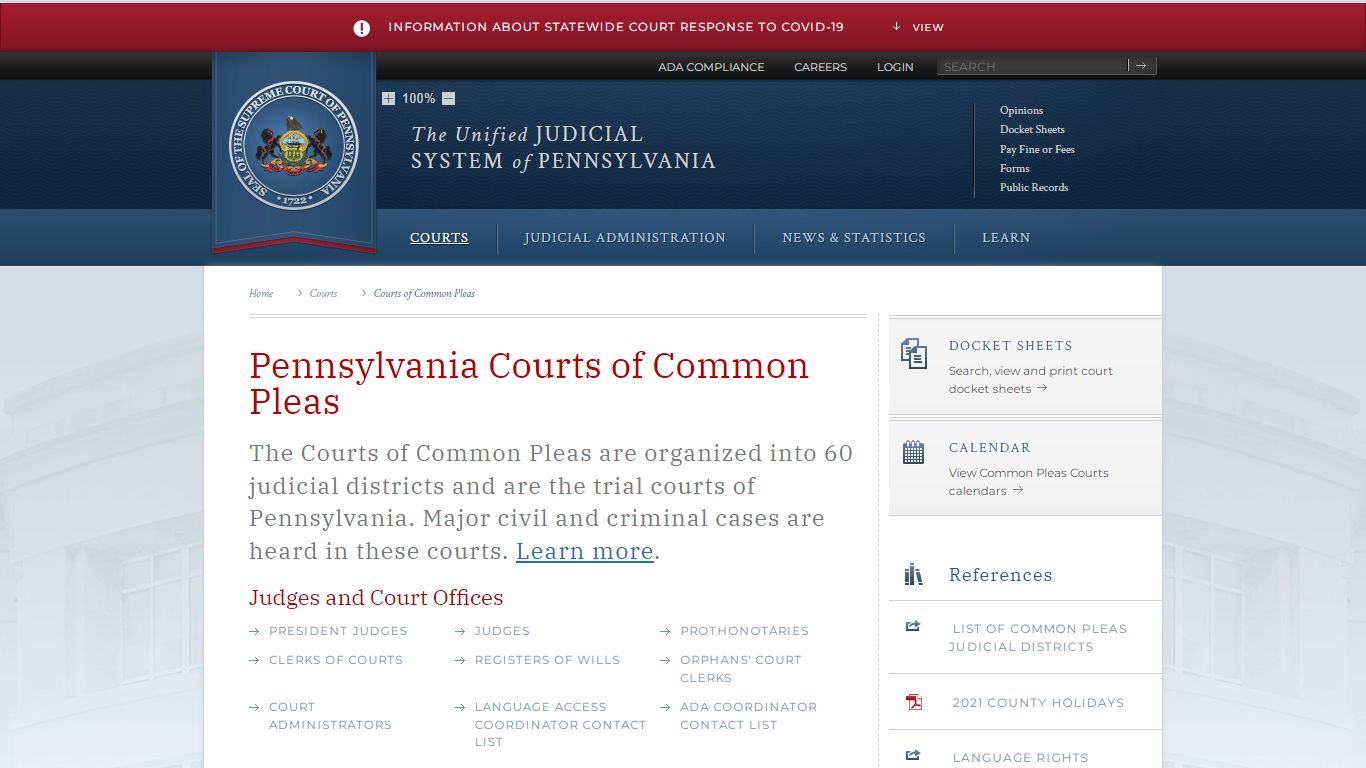 Courts of Common Pleas | Courts | Unified Judicial System ...